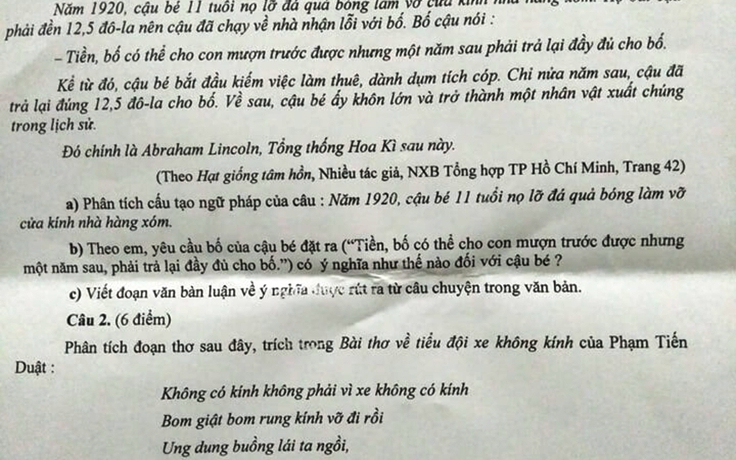 Nhầm lẫn trong đề thi tuyển sinh lớp 10 khiến Tổng thống Mỹ trẻ hơn...100 tuổi