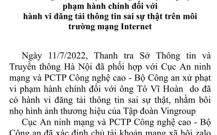 Người tung tin giả 'tỉ phú bị cấm xuất cảnh' bị phạt 7,5 triệu đồng