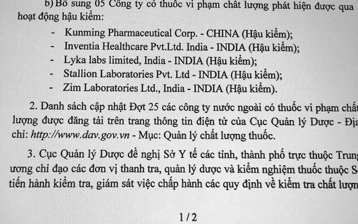 52 công ty nước ngoài phải tiền kiểm 100% lô thuốc nhập khẩu