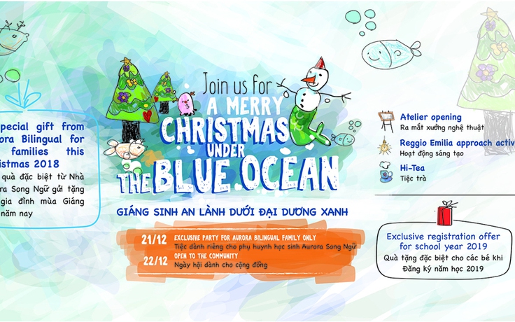 ‘Giáng sinh an lành dưới đại dương xanh’ tại Trường mầm non Nghệ thuật song ngữ Aurora