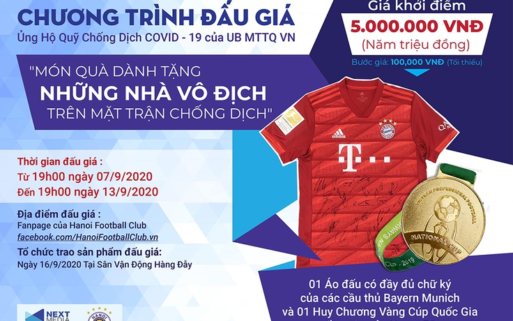 Next Media và Hà Nội FC tổ chức đấu giá vật phẩm ủng hộ chống dịch