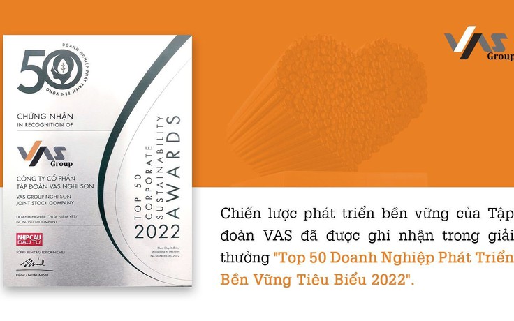 Tập đoàn VAS được vinh danh Top 50 Doanh nghiệp phát triển bền vững tiêu biểu 2022