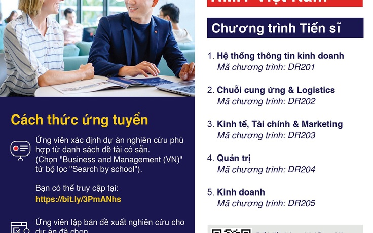 Học bổng tiến sĩ mở đường cho nghiên cứu kinh doanh và quản trị