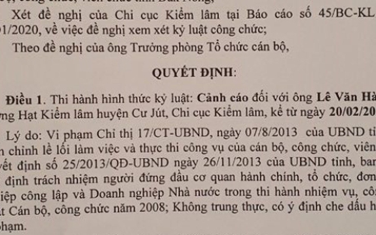 Đắk Nông: Hạt trưởng kiểm lâm 'vung tay' khiến nhân viên chảy máu mũi sau cuộc nhậu