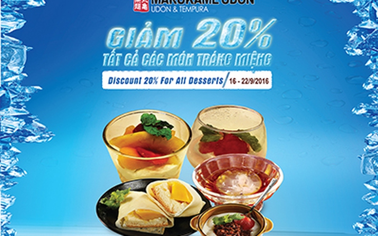 Tuần lễ vàng: Giảm 20% các món tráng miệng tại Marukame Udon chi nhánh Lý Tự Trọng