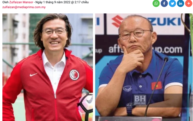 Báo giới Malaysia hy vọng HLV Kim Pan-gon sẽ chấm dứt cơn hạn thắng Park Hang-seo