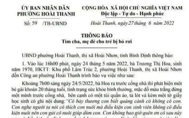 Sinh viên 'gửi' con trước nhà người khác nhờ nuôi, 'chờ có điều kiện về nhận lại'