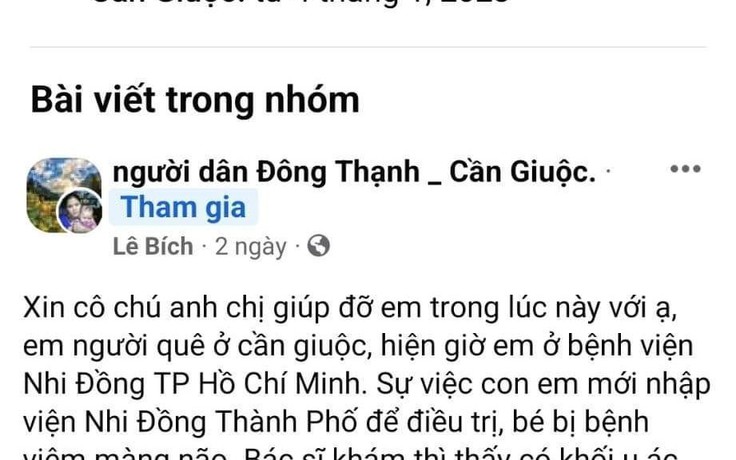 Mạng xã hội xuất hiện lời kêu gọi giúp bé gái: BV Nhi đồng nói giả mạo Mạng xã hội xuất hiện lời kêu gọi giúp bé gái: BV Nhi đồng nói giả mạo