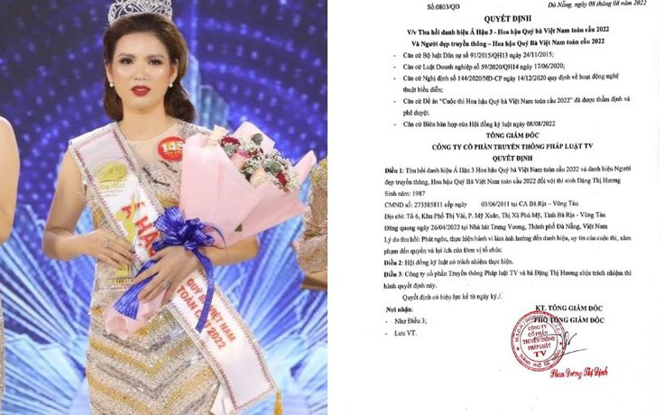 Bị tước danh hiệu Á hậu Quý bà Việt Nam Toàn cầu, Đặng Thị Hương nói gì?
