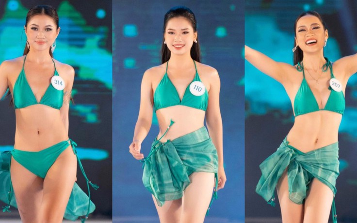 Thí sinh 'Hoa hậu Biển đảo Việt Nam' nóng bỏng khi trình diễn bikini