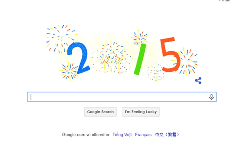 Google search thay đổi logo chào mừng năm 2015