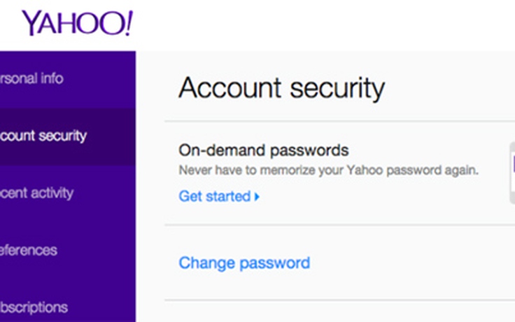 Đăng nhập Yahoo Mail không cần mật khẩu