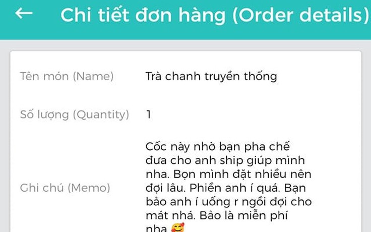 Lời nhắn cực đáng yêu làm ‘mát lòng’ shipper trong cái nắng trên 40 độ