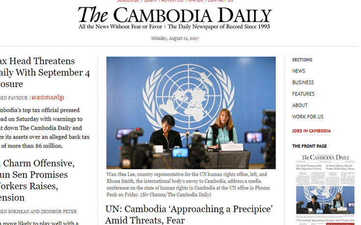 Sở thuế Campuchia dọa đóng cửa tờ The Cambodia Daily