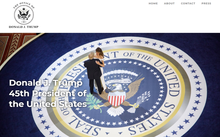 Ông Trump trình làng ‘website chính thức của tổng thống Mỹ thứ 45’