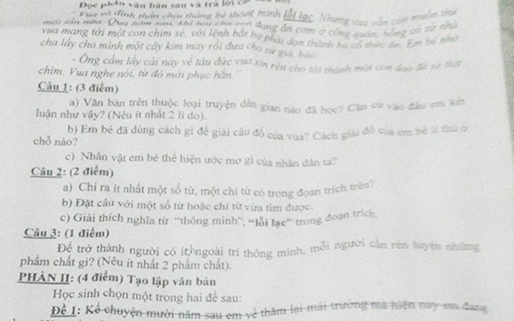 Thay đổi đề vào đúng giờ kiểm tra