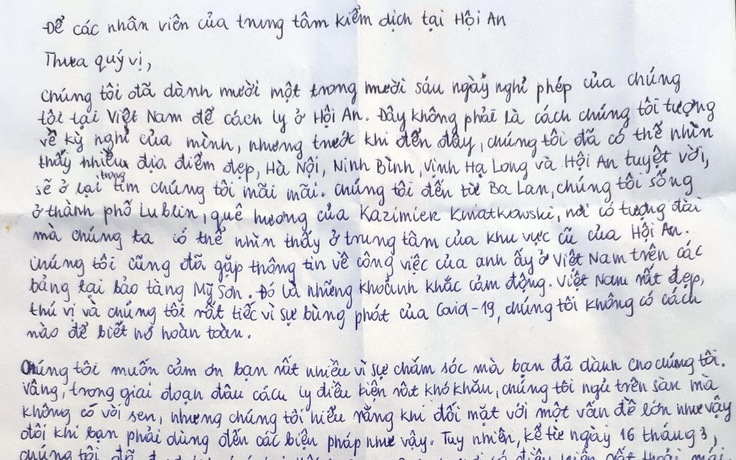 Du khách Ba Lan gửi ‘tâm thư’ trong thời gian cách ly tại Hội An