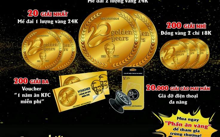 20 năm vàng KFC - Trăm giải vàng may mắn!