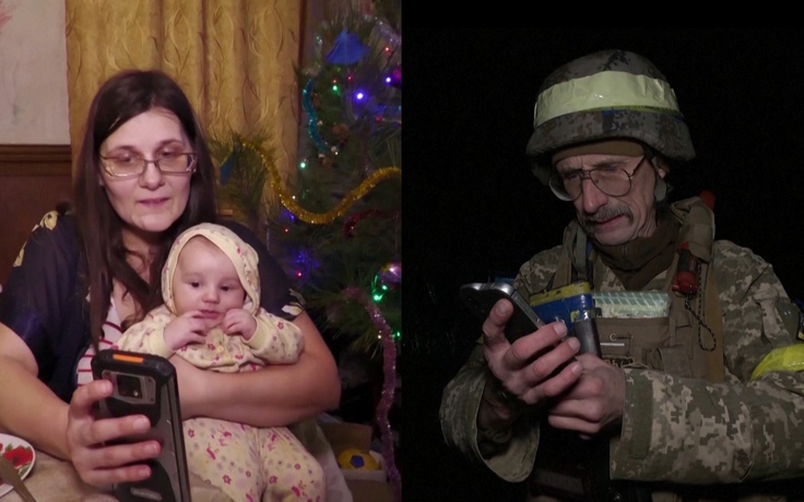 Người lính Ukraine đón Giáng sinh thời chiến cùng gia đình qua màn hình điện thoại
