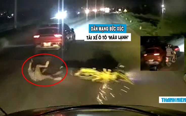 Phẫn nộ tài xế ô tô ‘máu lạnh’, tạt đầu khiến xe máy ngã vào gầm container