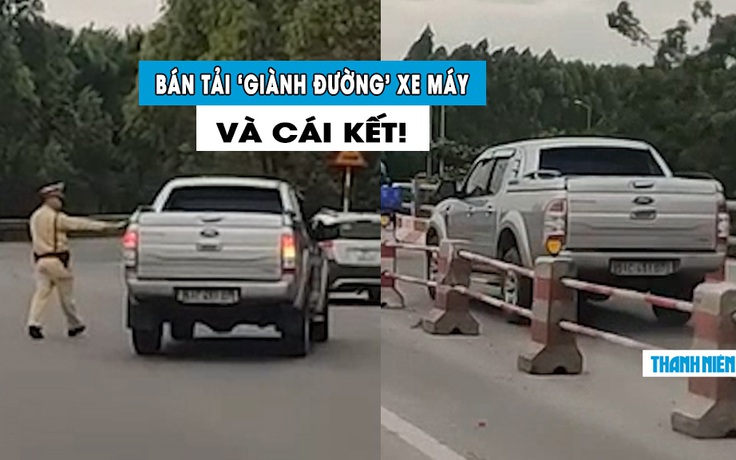 Ô tô bán tải 'giành' làn xe máy và cái kết khiến dân mạng 'hả hê'