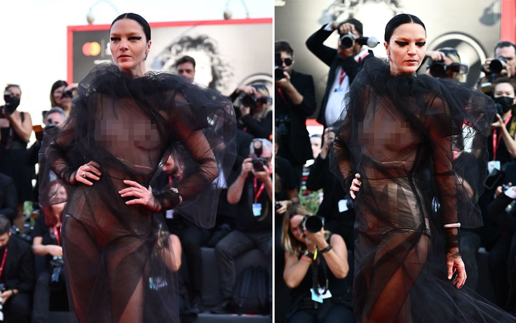 Siêu mẫu Ý diện váy xuyên thấu phản cảm trên thảm đỏ Liên hoan phim Venice