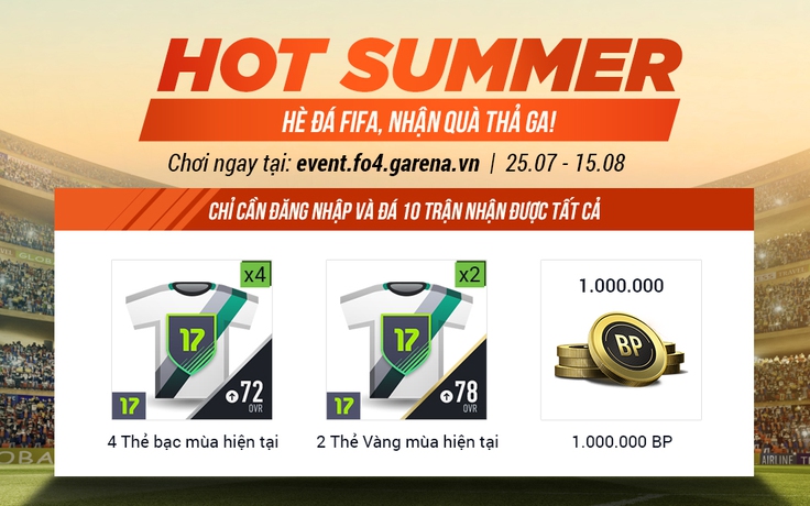 FIFA Online 4 tặng 1 triệu BP cho tất cả game thủ với sự kiện Hot Summer