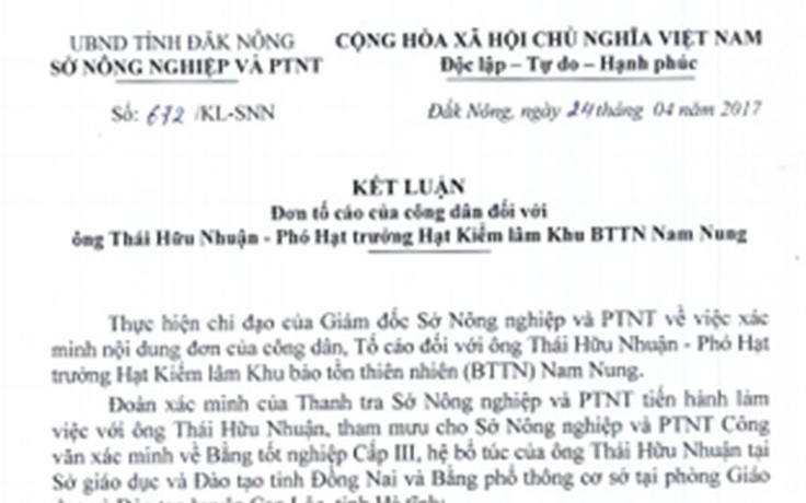 Xài bằng giả, Phó hạt trưởng Hạt kiểm lâm bị cách chức