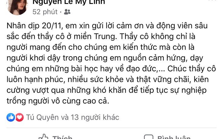 Ngày Nhà giáo Việt Nam 20.11: Người trẻ gửi lời chúc đến thầy cô miền Trung