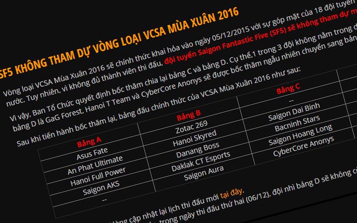 LMHT: Sau án phạt 'buff elo', SF5 mất quyền dự vòng loại VCSA mùa Xuân 2016