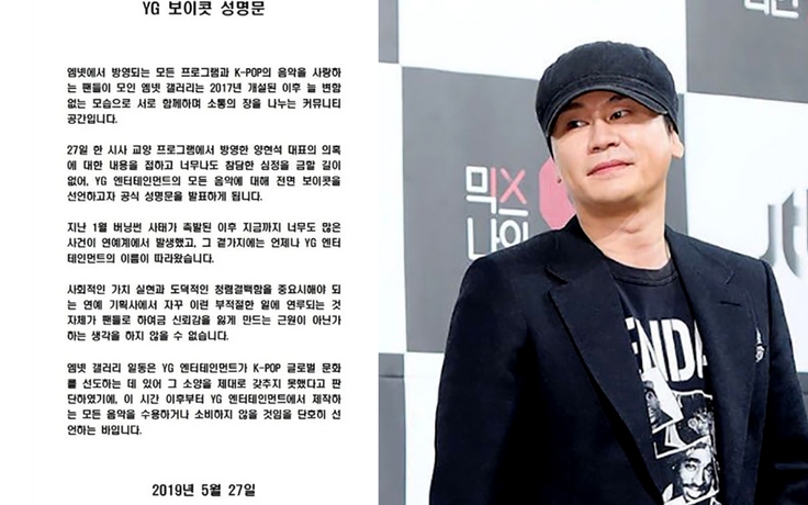 'Ông lớn' YG Entertainment bị tẩy chay sau hàng loạt bê bối mại dâm