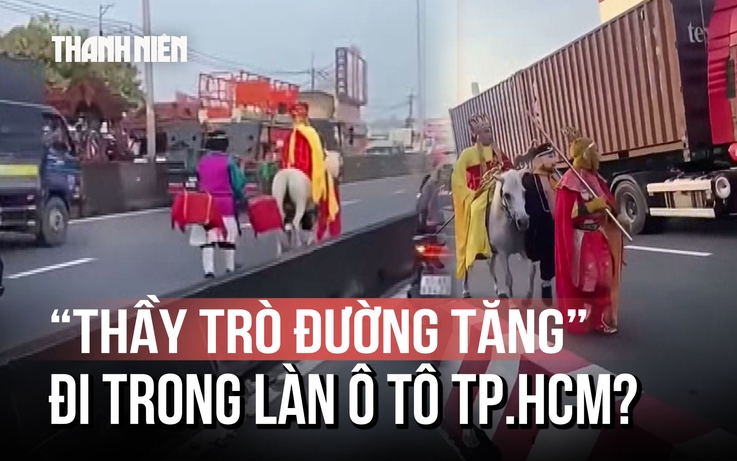 Khó hiểu clip 'thầy trò Đường Tăng' cưỡi ngựa vào làn ô tô ở TP.HCM