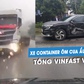 Ô tô VinFast VF8 bị xe container ôm cua ẩu va trúng, nhiều người thoát chết