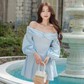 Đầm trễ vai dáng xòe khuấy động đường phố ngày hè