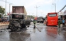Bình Phước: Tai nạn liên hoàn khiến xe container bốc cháy, nhiều người bị thương