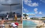 Máy bay cách đầu người 20m, cuốn bay du khách tắm biển